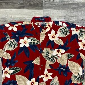 Vintage 90s Chaps Ralph Lauren Mens L Floral AOP Short Sleeve Button Down Shirt